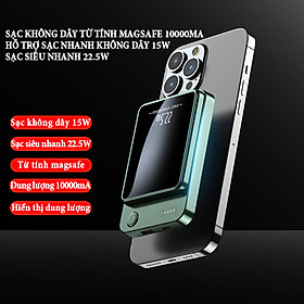Mua Sạc không dây từ tính dung lượng pin 10000mA hỗ trợ sạc nhanh hai chiều 15W  sạc siêu nhanh 22.5W có đèn led báo mức pin