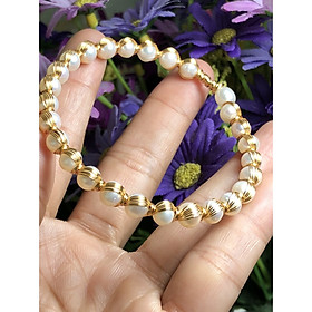 Vòng tay ngọc trai nuôi kết hợp cùng bạc ta xi vàng 24k