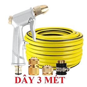 Bộ dây vòi xịt nước rửa xe, tưới cây .tăng áp 3 lần,loại 3m,5m 206701 đầu đồng,cút đồng,nối đồng+ tặng mở chai