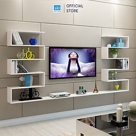 Kệ Gỗ Trang Trí Tivi Treo Tường Nhiều Tầng Đối Xứng Hiện Đại SIB Decor TV128