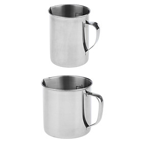 Stainless Steel Milk Frothing Jug 500ml + 1L Silver Barista Coffee Measuring