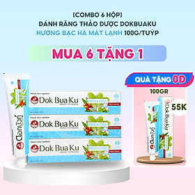 [COMBO 6 HỘP] Kem đánh răng thảo dược thơm mát trắng răng Dokbuaku Cool & Fresh - 100g