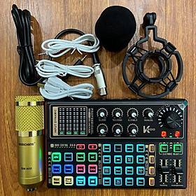 Mua Bộ Mic Thu Âm Bm900 Sound Card k300 Dây Livestream Chế - Trọn Bộ Thu Âm Sound Card k300 Hỗ Trợ Auto tune Bluetooth -live