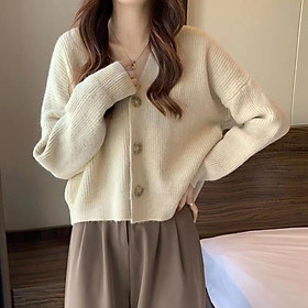 Áo khoác len cardigan nữ chất len dệt kim mềm mịn co giãn trẻ trung mùa thu đông mã VAA0446 - M04 Be