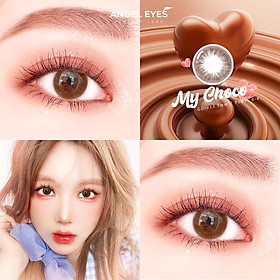 Lens nâu tự nhiên có độ cận từ 0 đến 8 MY CHOCO hiệu Angel Eyes chất liệu Silicone đường kính 13.5mm