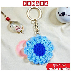 Móc Khoá Len Cúc Hoạ Mi - Màu Xanh Dương (Nhụy Hoa Màu Ngẫu Nhiên)