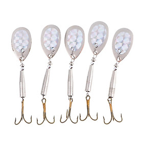 5 Pieces Metal Hard Fishing Lures Spinner Bionic Baits with Treble Hooks A
