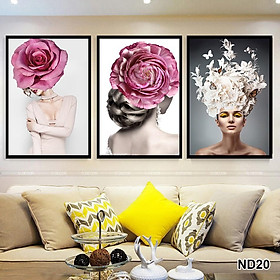 Mua Tranh treo tường CAO CẤP 3 bức phong cách hiện đại Bắc Âu 15  tranh hoa trang trí phòng khách  phòng ngủ  phòng ăn  spa