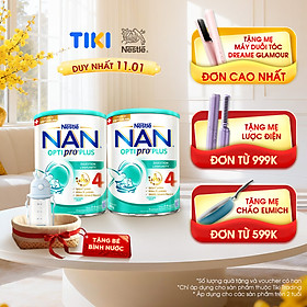 [Tặng Bình nước tuần lộc] Bộ 2 lon Sữa bột Nestlé NAN OPTIPRO PLUS 4 800g/lon với 5HMO Giúp tiêu hóa tốt + Tăng cường đề kháng - Bé 2-6 tuổi
