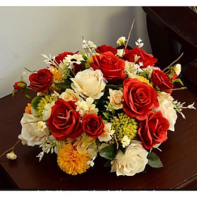 Giỏ hoa lụa để bàn họp trang trí văn phòng công ty, lẵng hoa giả để bàn hội nghị, hội thảo, nhà hàng, cưới hỏi GH-16