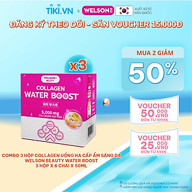 Combo 3 Hộp Collagen Uống Hyaluronic Acid Cấp Ẩm Sáng Da Welson Beauty Water Boost 3 hộp x 6 chai x 50ml