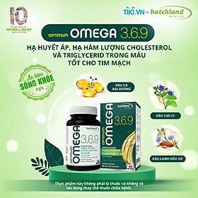 Viên uống Omega369 - Optimum Omega 3.6.9 Hotchland Nutrition hỗ trợ não bộ, thị lực, tim mạch, giảm nguy cơ đột quỵ - Hộp 60v - Hàng chính hãng nhập khẩu Mỹ