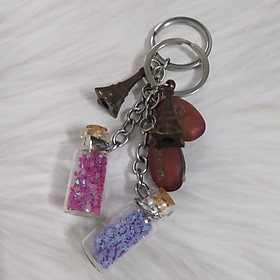 Móc khóa treo tháp Eiffel & lọ điều ước thủy tinh