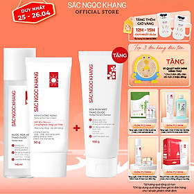 Bộ đôi dưỡng ẩm và bảo vệ da trước ánh nắng Sắc Ngọc Khang: Nước hoa hồng 145ml + Kem chống nắng 50g