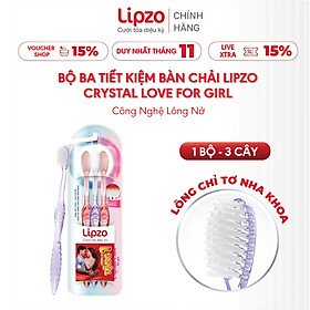 Bộ Đôi Tiết Kiệm Bàn Chải Đánh Răng Lipzo Crys Love For Girl Cho Nữ Giới Công Nghệ Lông Nở Kết Hợp Chỉ Tơ Nha Khoa