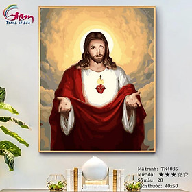 Tranh sơn dầu số hóa tự tô màu Tranh công giáo Chúa Jesus TN4085