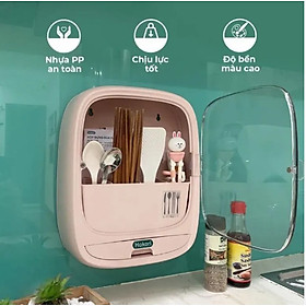 Mua Hộp đựng đũa thìa dán tường Hokori Việt Nhật có nắp đậy 4 ngăn