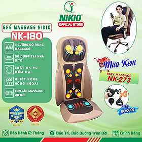 Đệm, Ghế massage Toàn Thân Nikio NK-180 - Máy Mát Xa Lưng Chuyên Sâu, Hỗ Trợ Xoa Bóp Cổ Vai Gáy, Công Nghệ Xoa Bóp Dây Ấn, Rung Và Nhiệt Nóng - Cải Thiện Đau Mỏi Toàn Thân - Sử Dụng Được Trên Ô Tô - Màu nâu