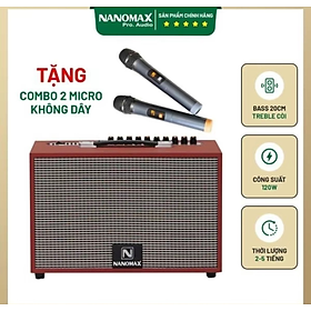 Mua Loa Kéo Karaoke Xách Tay Nanomax (K-01) - Bass 20cm - Công Suất 120 Watt -Tặng Kèm 2 Micro - Hàng Chính Hãng