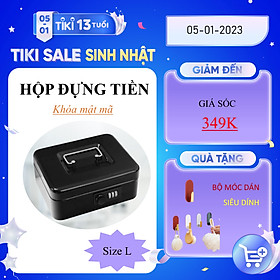 Mua Hộp két sắt chữ nhật đựng tiền mặt và đồ vật nhỏ có giá trị - khóa mật khẩu an toàn - Màu đen - Size L