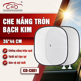 Combo 2 Tấm Che Nắng Ô Tô Bạch Kim Tráng Bạc Tròn Chống Tia UV CIND CD-C001 (36x44cm) - Nhập Khẩu Chính Hãng