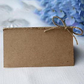 100x Kraft Paper Blank Place Name Card Rustic Wedding Table Card Twine Bow