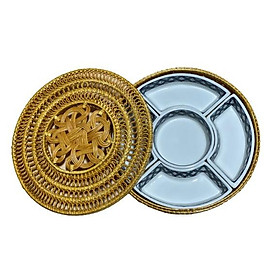 Mua Khay Sứ Bát Tràng Đựng Mứt Tết Kèm Khay Mây Màu Sắc Bền Màu Với Thời Gian