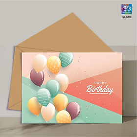 Thiệp chúc mừng sinh nhật happy birthday 12x17cm kèm phong bao kraft vintage