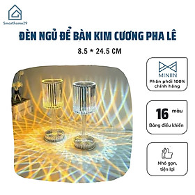 Hình ảnh Đèn Ngủ Để Bàn Kim Cương  Pha Lê Đèn Led Decor Hiệu Ứng 3D Cảm Biến Tích Điện - Có Bảng Điều Khiển 16 Màu - Hàng Loại 1 - Chính Hãng MINIIN