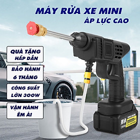  Máy rửa xe sạc pin không dây đa năng kèm phụ kiện loại tốt áp lực mạnh hàng chất lượng cao