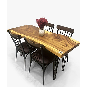 Mua Bộ bàn 4 ghế gỗ me Tây nguyên khối CTMTBD8 Tundo 1m5 x 54/60 gỗ dày 5.5cm