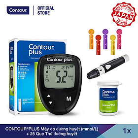 Bộ 2 sản phẩm : 1 Máy đo đường huyết CONTOUR PLUS (mmol/L) và 25 que thử đường huyết