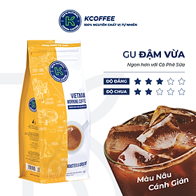 Cà phê rang xay 100% nguyên chất Robusta Arabica xuất khẩu Vietnam Morning thương hiệu K Coffee (454g/gói)