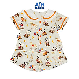 Bộ quần áo Ngắn bé gái hoạ tiết Gấu Trúc Cam Cotton - AICDBG0AV9OG - AIN Closet