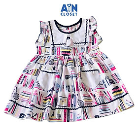 Đầm bé gái Họa tiết Mỏ neo xanh cổ thủy thủ cotton - AICDBGTOP26R - AIN Closet
