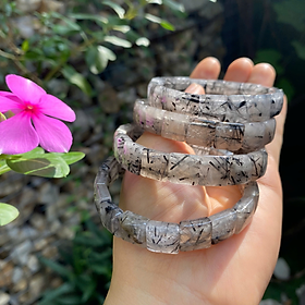 Vòng thạch anh tóc đen bản vuông 11ly cá tính và sang trọng