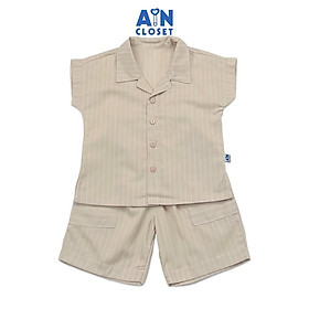 Bộ quần áo lửng bé trai họa tiết Kẻ Sọc Kem cotton - AICDBTRWI4BN - AIN Closet