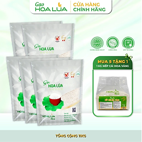 [Tặng 1Kg Nếp Cái Hoa Vàng] COMBO 10kg Gạo Hoa Lúa Trắng (Túi 2kg) - Dẻo vừa, mềm cơm, thơm nhẹ (Tổng 11Kg)