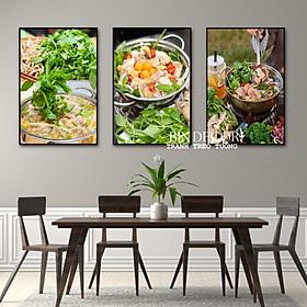 Mua (ẢNH THẬT) Tranh treo tường tráng gương lẩu gà lá é đặc sản bindecor kèm đinh treo