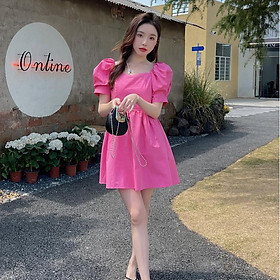 SHUANGYAN 2023 Mùa hè Hàn Quốc phiên bản Pháp Vintage Orange Terrier Bowknot Thu hẹp eo Hiển thị Skinny Short Dress Cô gái nhỏ