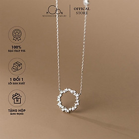 Dây chuyền bạc moonsilver, vòng cổ bạc nữ huyền thoại biển xanh vòng tròn đính đá- bạc s925