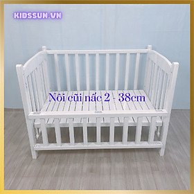 Giường Cũi KidsSun - Nôi Cũi Cho Bé Từ Sơ Sinh Đến 3-4 Tuổi - Chất Liệu Gỗ Quế Màu Trắng - Combo 5 Sản Phẩm