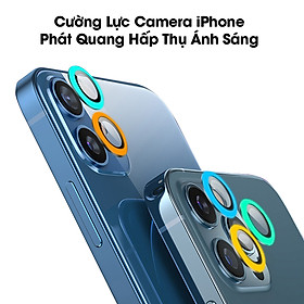 Mua Bộ Kính cường lực camera chống lóa Phát Sáng Ban Đêm viền kim loại dành cho iPhone 12 13 11 Pro Max Mini XR XS Max Handtown - Hàng Chính Hãng