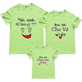 Áo Thun Gia Đình Họa Tiết Tiền Nhiều Để Làm Gì Màu Xanh Chuối