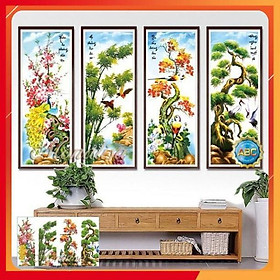 Mua Tranh đính đá tứ quý tùng cúc trúc mai  ia8198 121x75cm