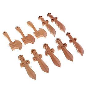 10pcs Peach Wood Little Sword Dagger Axe Beads DIY Bracelet Jewelry Findings