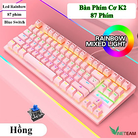 Bàn Phím Cơ Chuyên Game VINETTEAM K2 Led RGB Siêu Đẹp 10 Chế Độ Màu Cực Ngầu Blue Switch 87 Phím Chơi Game Dùng Văn Phòng Cực Đã- Hàng Chính Hãng