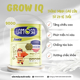 Sữa Bột cho trẻ từ 1 đến 15 tuổi giúp trẻ thông minh cao lớn Lamosa Grow IQ lon 900G hàng xuất khẩu