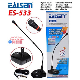 Mua Mic Hội Nghị ES-533 Cần mic cao 65cm có ngõ nguồn rời 5v   có chuông ưu tiên   có Vlume