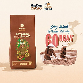 Bột cacao nguyên chất 100% Việt Nam - Dòng Origin thượng hạng túi giấy 500g - Heyday Cacao